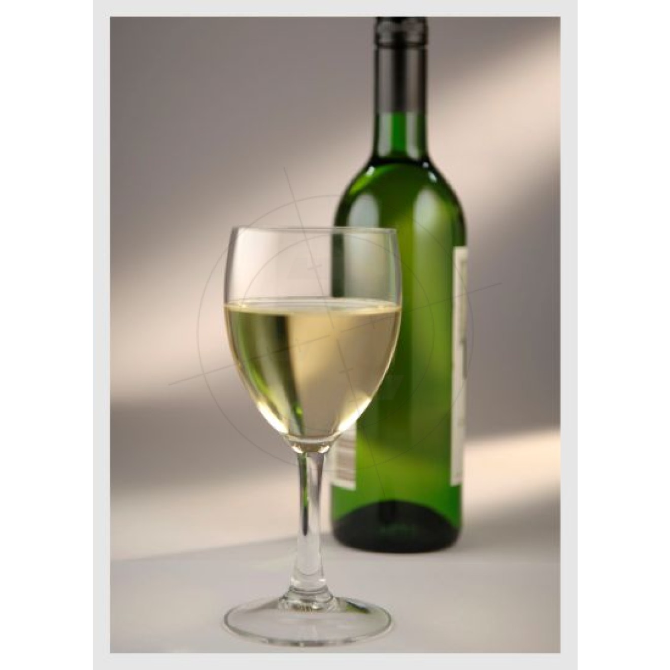 Wine bottle and wine glass