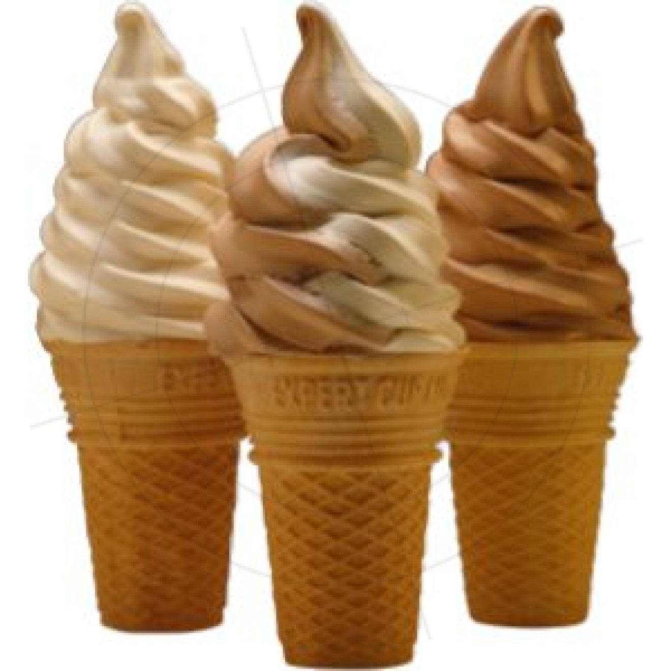 Sticker ice cream cones with chocolate ice cream