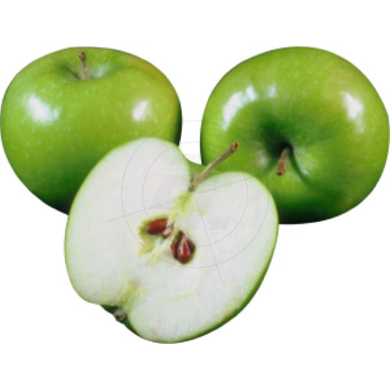 Stickers green apples, one halved