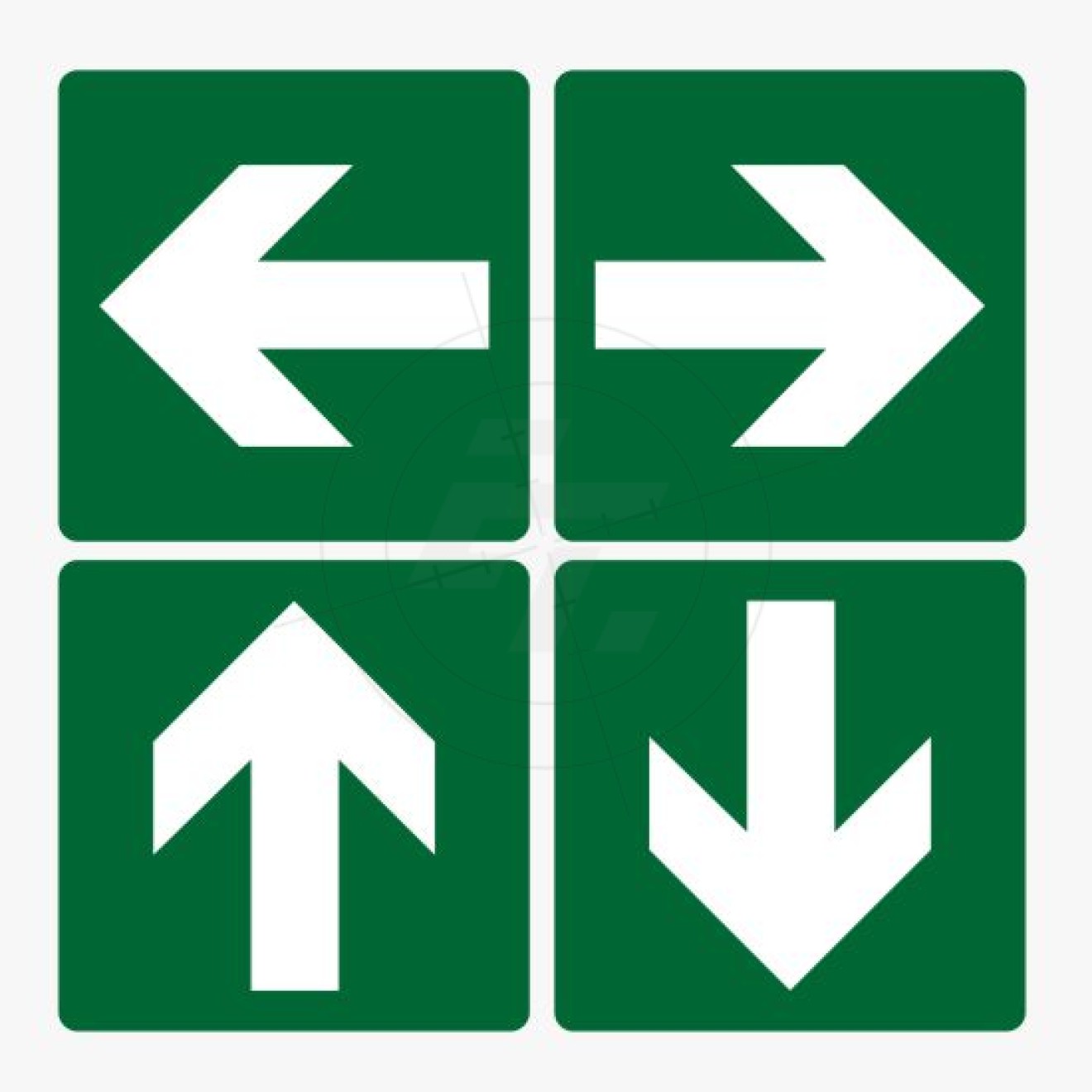 Emergency exit, direction arrow