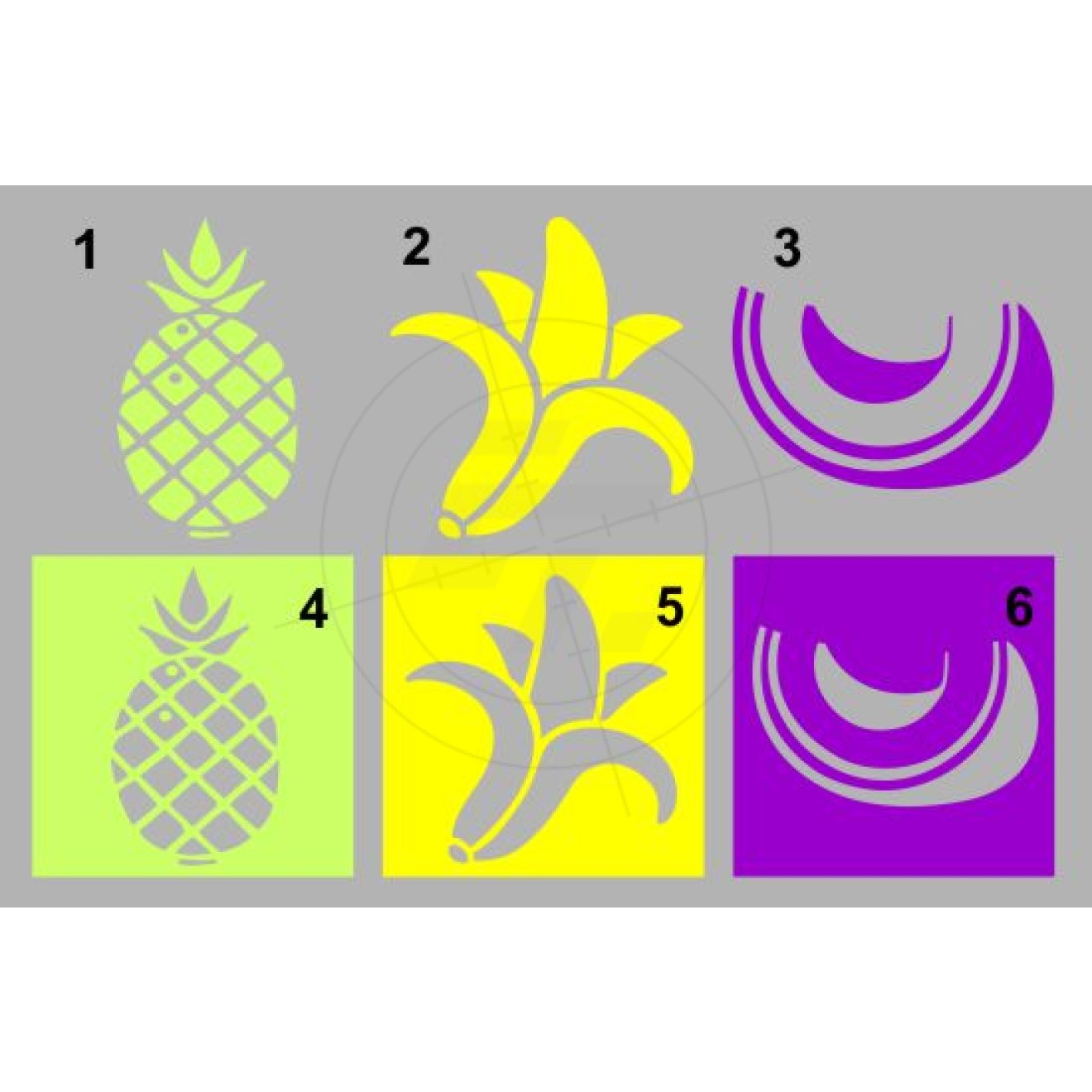 Tropical fruits, pineapple, banana, melon, melon slice