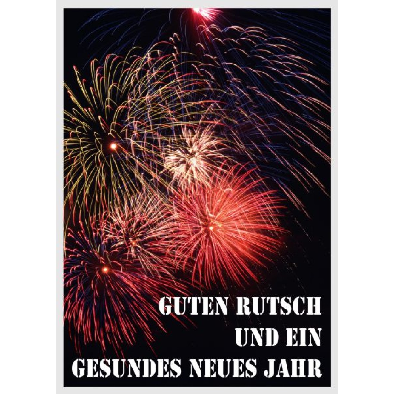 Plakat Neujahrsgrüße mit Feuerwerk