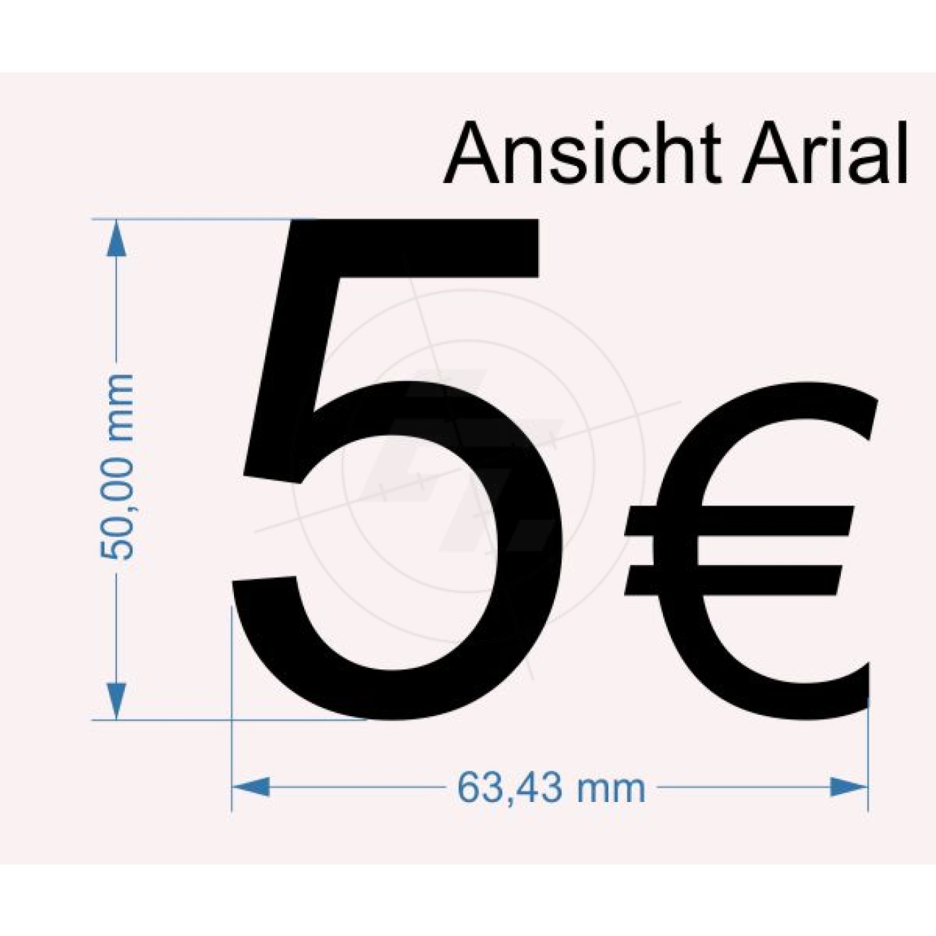 Zahlenaufkleber 1-stellig mit Eurozeichen