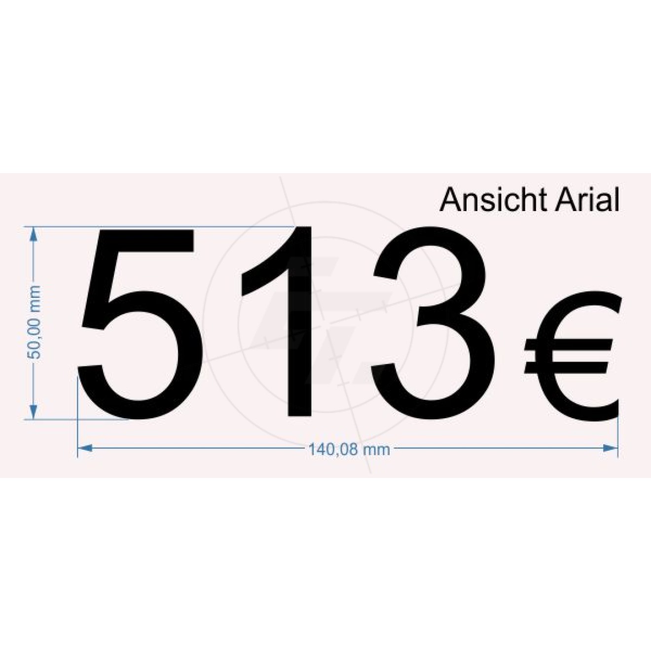 Zahlenaufkleber 3-stellig mit Eurozeichen