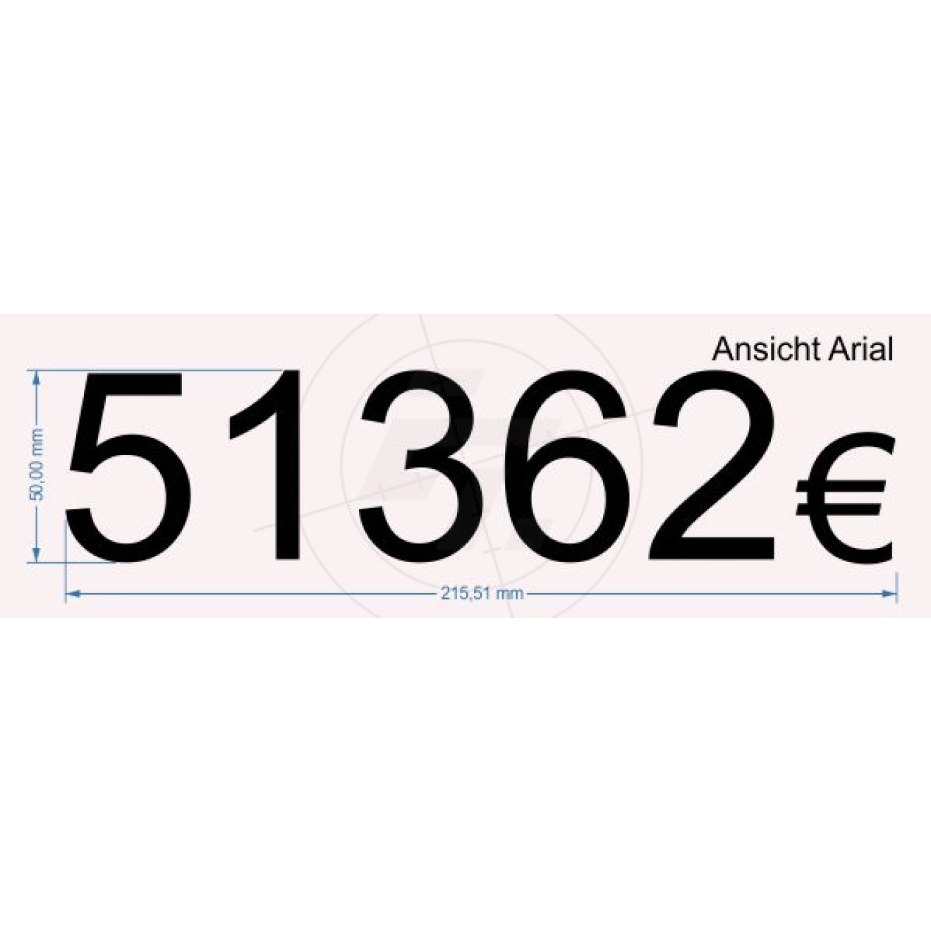 Zahlenaufkleber 5-stellig mit Eurozeichen