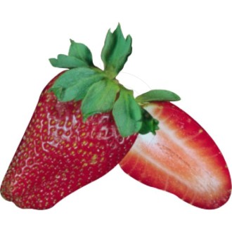 Aufkleber Erdbeeren, eine halbiert