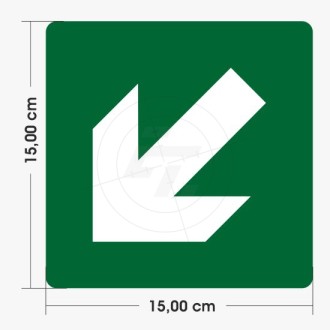 Emergency exit, direction arrow, diagonal