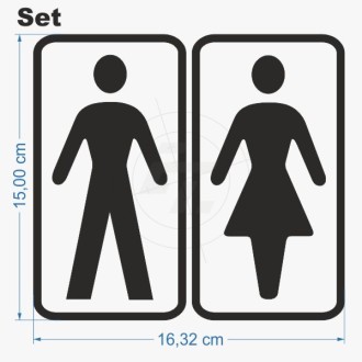 WC sticker, man, woman, classically with frame