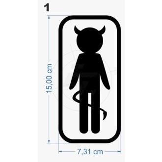 WC sticker, devil, angel, with frame