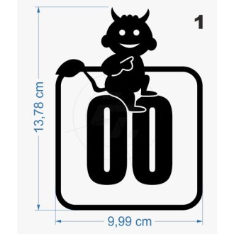 WC sticker, Devil, Angel, with text 00