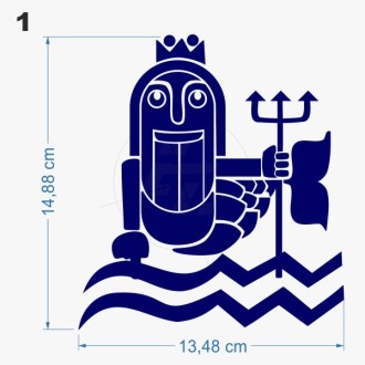 WC sticker, Neptune, Mermaid, maritime, design
