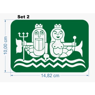 WC sticker, Neptune, Mermaid, maritime, design