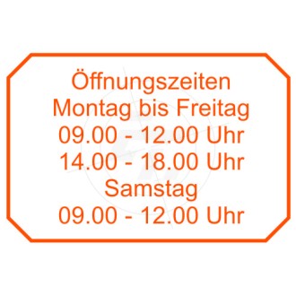 Opening times, with frame