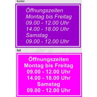 Opening times, negative with outline