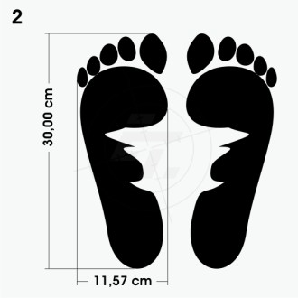Footprint, footprints, bare feet in a set of 2