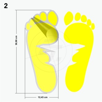 Footmark, footprint, bare feet, with anti-slip laminate, set of 2