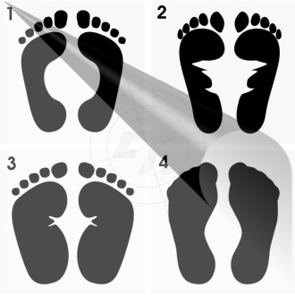 Footmark, footprint, bare feet, with anti-slip laminate, set of 2