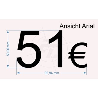 Zahlenaufkleber 2-stellig mit Eurozeichen