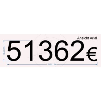 Zahlenaufkleber 5-stellig mit Eurozeichen